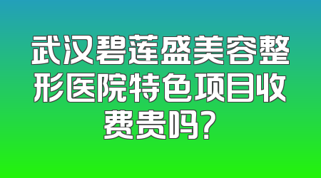 武汉碧莲盛美容整形医院特色项目收费贵吗？
