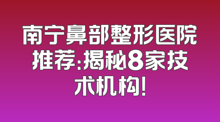 南宁鼻部整形医院推荐：揭秘8家技术机构！