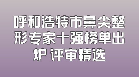 呼和浩特市鼻尖整形专家十强榜单出炉 评审精选