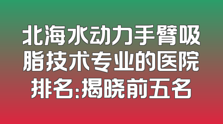 北海水动力手臂吸脂技术专业的医院排名：揭晓前五名