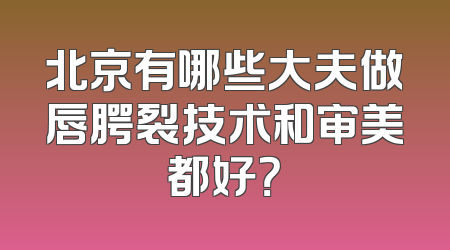 北京有哪些大夫做唇腭裂技术和审美都好？