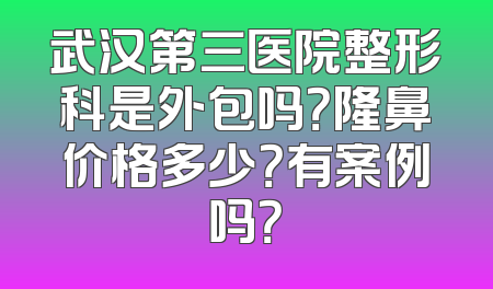 武汉第三医院整形科是外包吗？隆鼻价格多少？有案例吗？