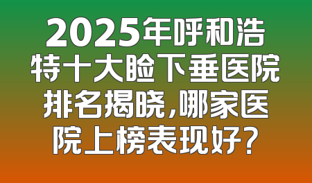 2025年呼和浩特十大睑下垂医院排名揭晓，哪家医院上榜表现好？