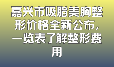 嘉兴市吸脂美胸整形价格全新公布，一览表了解整形费用