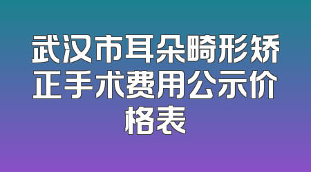 武汉市耳朵畸形矫正手术费用公示价格表