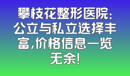 攀枝花整形医院：公立与私立选择丰富，价格信息一览无余！