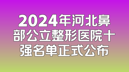 2024年河北鼻部公立整形医院十强名单正式公布