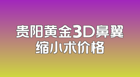 贵阳黄金3D鼻翼缩小术价格