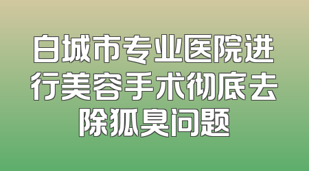 白城市专业医院进行美容手术彻底去除狐臭问题