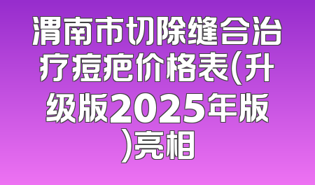 渭南市切除缝合治疗痘疤价格表（升级版2025年版）亮相