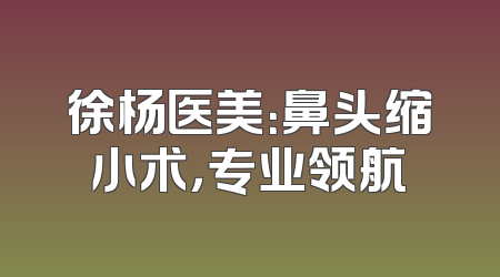 徐杨医美：鼻头缩小术，专业领航