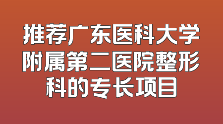 推荐广东医科大学附属第二医院整形科的专长项目