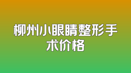 柳州小眼睛整形手术价格