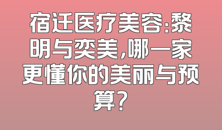 宿迁医疗美容：黎明与奕美，哪一家更懂你的美丽与预算？