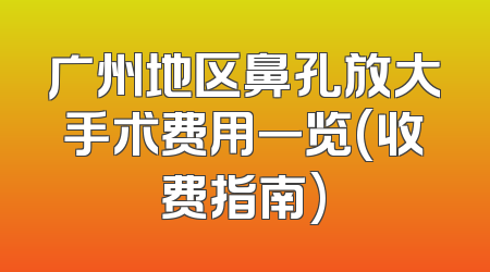 广州地区鼻孔放大手术费用一览(收费指南)
