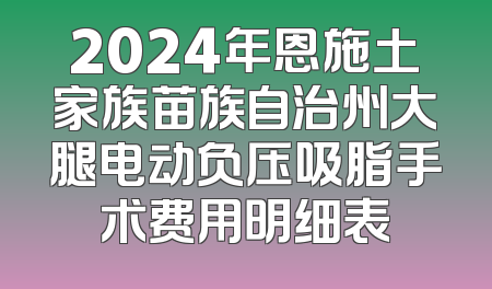 2024年恩施土家族苗族自治州大腿电动负压吸脂手术费用明细表