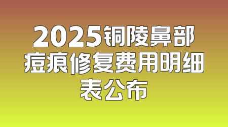 2025铜陵鼻部痘痕修复费用明细表公布