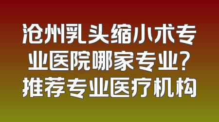 沧州乳头缩小术专业医院哪家专业？推荐专业医疗机构
