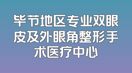 毕节地区专业双眼皮及外眼角整形手术医疗中心