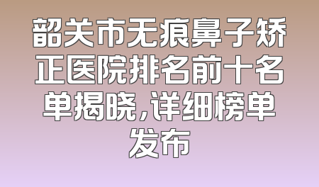 韶关市无痕鼻子矫正医院排名前十名单揭晓，详细榜单发布