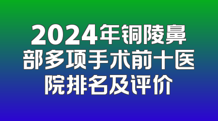 2024年铜陵鼻部多项手术前十医院排名及评价