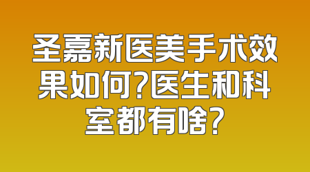 圣嘉新医美手术效果如何？医生和科室都有啥？