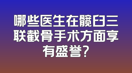 哪些医生在髋臼三联截骨手术方面享有盛誉？