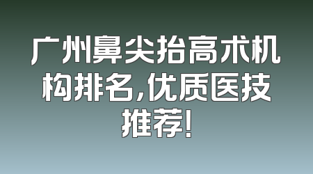 广州鼻尖抬高术机构排名，优质医技推荐！