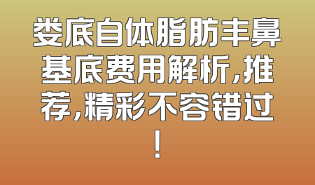 娄底自体脂肪丰鼻基底费用解析，推荐，精彩不容错过！