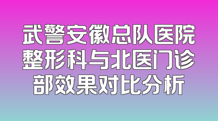 武警安徽总队医院整形科与北医门诊部效果对比分析