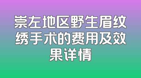 崇左地区野生眉纹绣手术的费用及效果详情