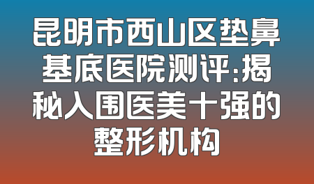 昆明市西山区垫鼻基底医院测评：揭秘入围医美十强的整形机构