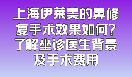 上海伊莱美的鼻修复手术效果如何？了解坐诊医生背景及手术费用