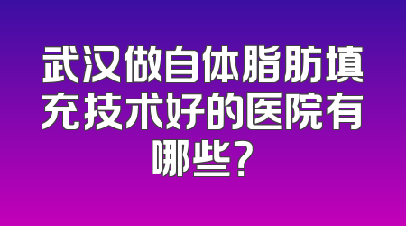 武汉做自体脂肪填充技术好的医院有哪些？
