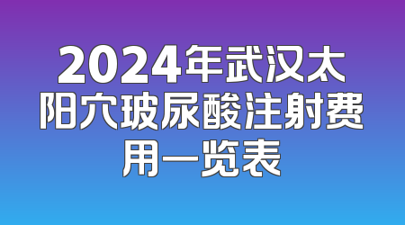 2024年武汉太阳穴玻尿酸注射费用一览表