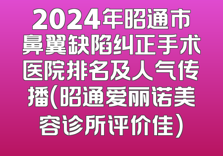 2024年昭通市鼻翼缺陷纠正手术医院排名及人气传播（昭通爱丽诺美容诊所评价佳）