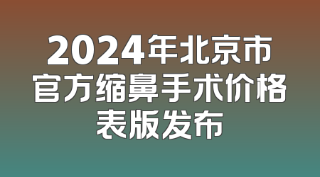 2024年北京市官方缩鼻手术价格表版发布