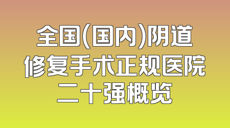 全国（国内）阴道修复手术正规医院二十强概览
