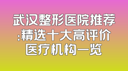 武汉整形医院推荐：精选十大高评价医疗机构一览