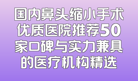 国内鼻头缩小手术优质医院推荐50家口碑与实力兼具的医疗机构精选