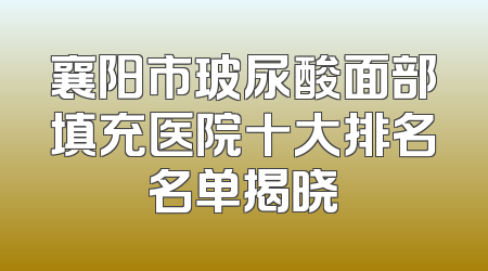 襄阳市玻尿酸面部填充医院十大排名名单揭晓