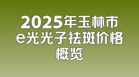 2025年玉林市e光光子祛斑价格概览