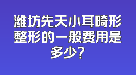 潍坊先天小耳畸形整形的一般费用是多少？