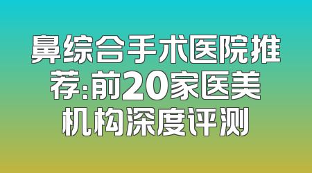 鼻综合手术医院推荐：前20家医美机构深度评测