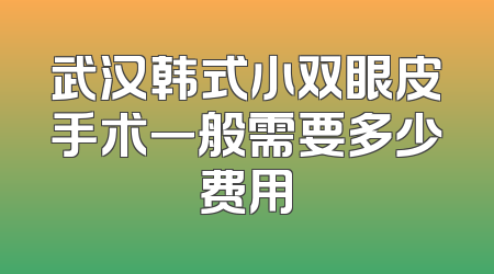 武汉韩式小双眼皮手术一般需要多少费用