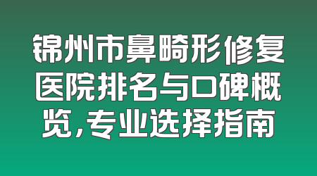锦州市鼻畸形修复医院排名与口碑概览，专业选择指南
