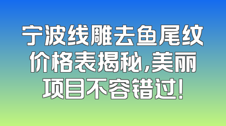 宁波线雕去鱼尾纹价格表揭秘，美丽项目不容错过！