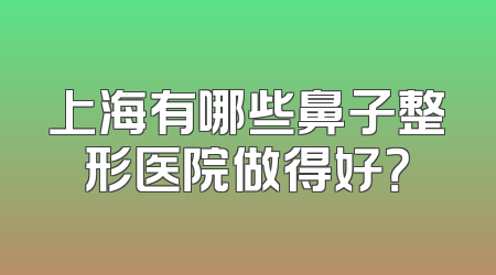 上海有哪些鼻子整形医院做得好？