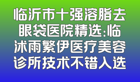 临沂市十强溶脂去眼袋医院精选：临沭雨繁伊医疗美容诊所技术不错入选