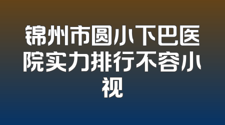 锦州市圆小下巴医院实力排行不容小视